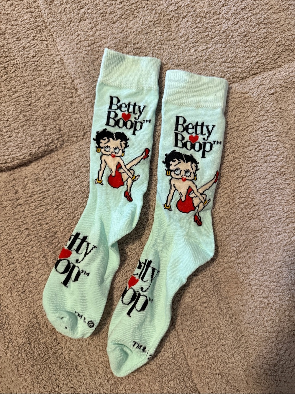 Betty Boop Light Mint Crew Socks